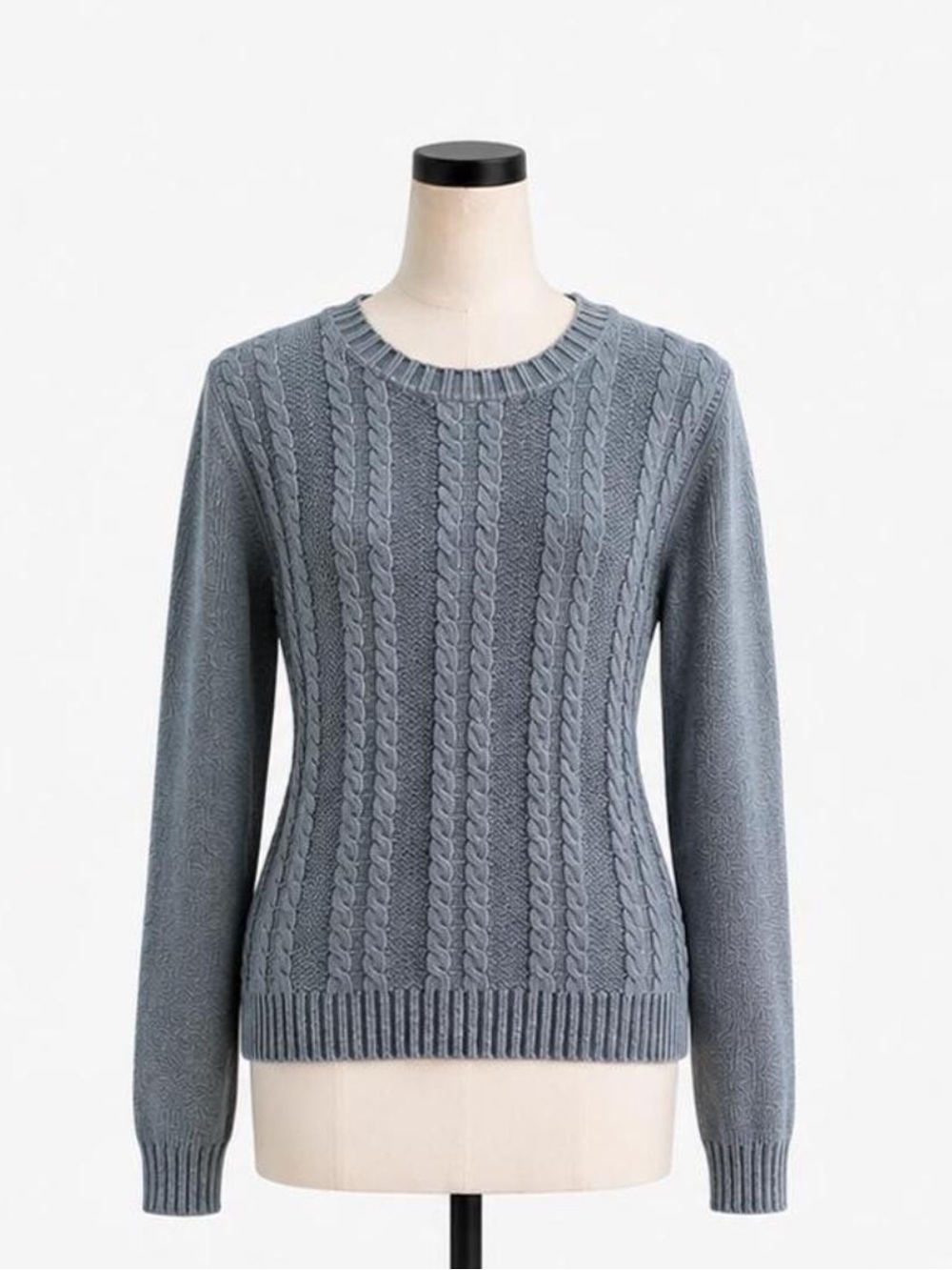 Absolutely Creative Worldwide Cable Knit Crewneck Sweater in Slate Blue
